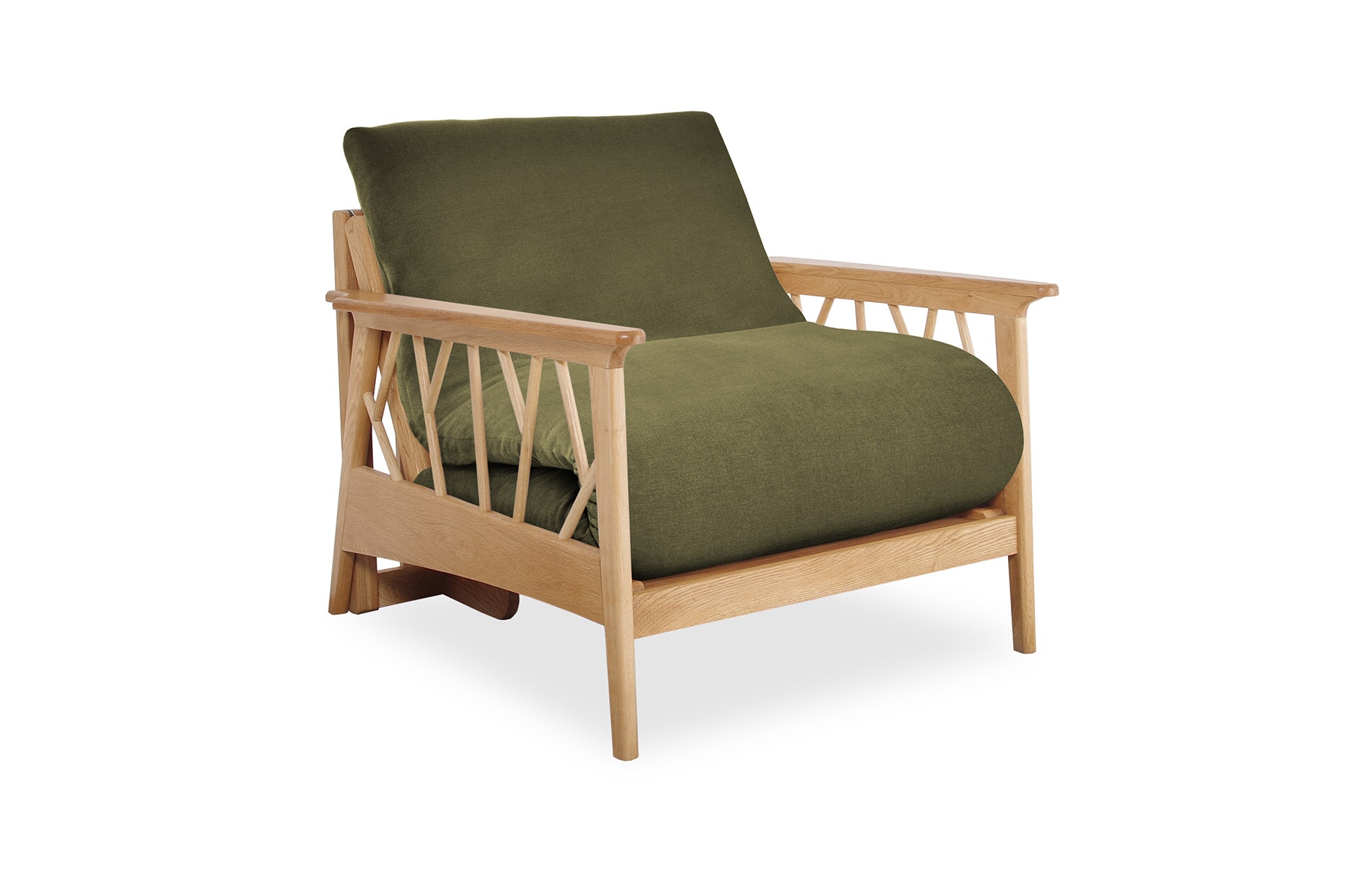 Mori Birch Single Handloom Olive Green