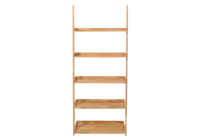 Wide Leaning Ladder shelf in Oak wood Futon Company