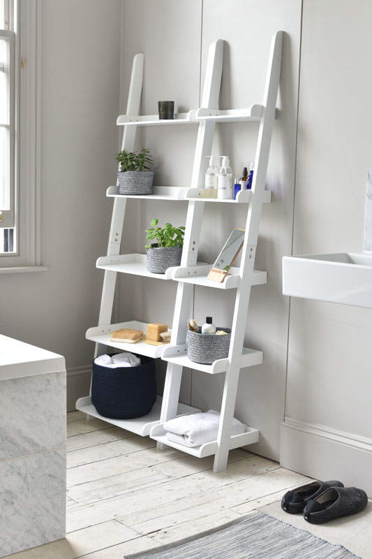 Narrow Mdf Ladder Shelves Futon Company, White Ladder Bookcase Shelf