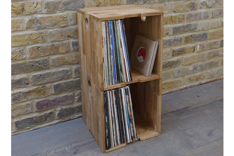 Oak Vinyl Record Storage Cube Futon, Wooden Cube Shelves Uk
