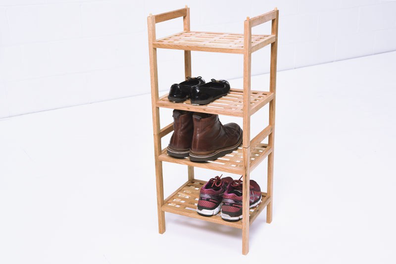 Small Stacking Shoe Rack Solid Walnut Futon Company The handle makes it especially easy to pick up and move around. narrow stacking walnut shoe rack