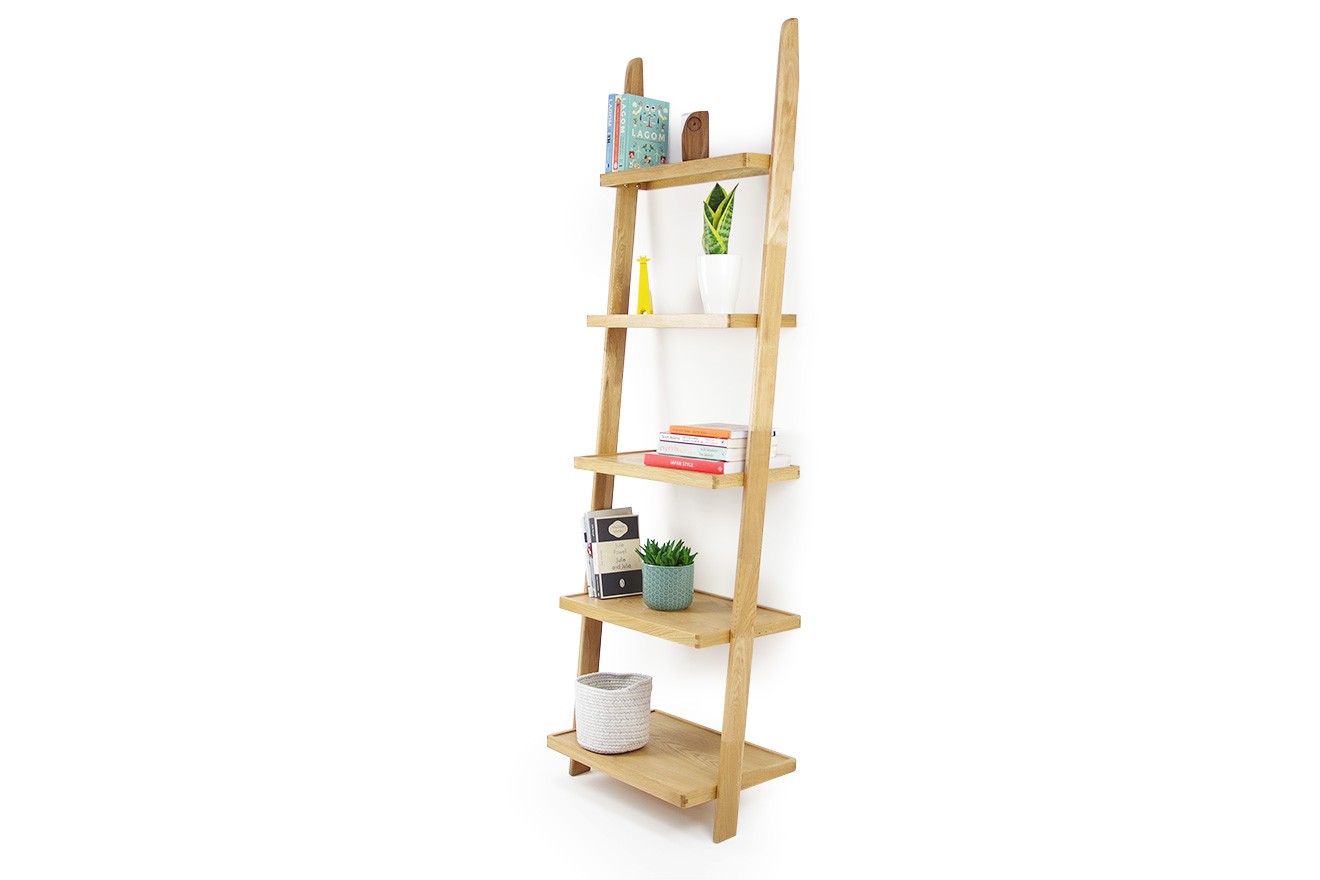 Leaning Ladder Shelves In Oak Futon Company