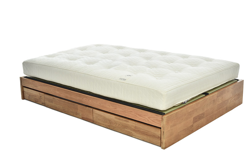 King Size Oak Platform Storage Bed, Wooden King Size Bed Frame No Headboard
