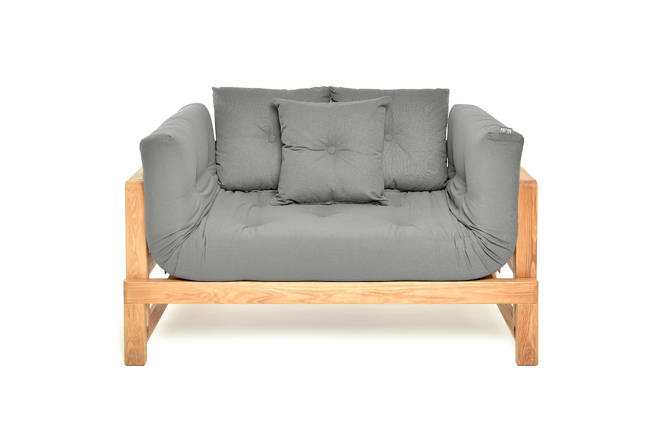 Snug Sofa Bed In Oak With Dual Arm Angles Futon Company