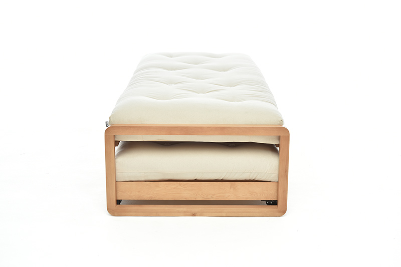 Birch Trundle Bed with two single futons Futon Company