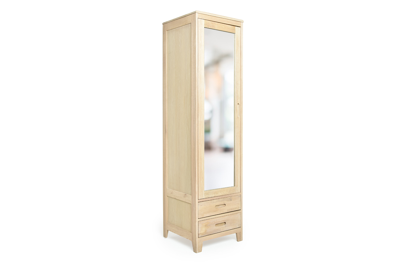 Narrow Small Space White Oiled Oak Wardrobe Futon Company