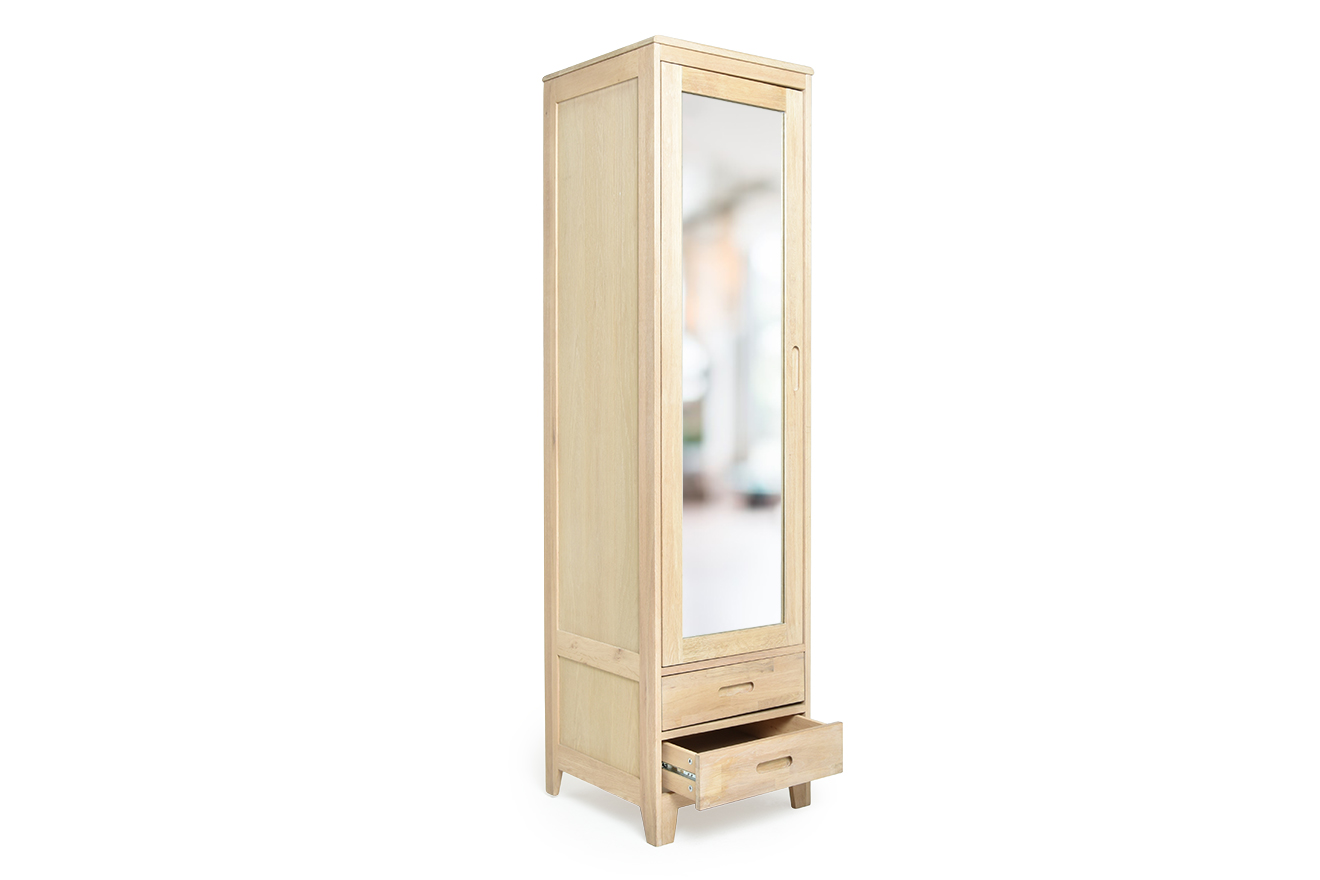 Narrow Small Space White Oiled Oak Wardrobe Futon Company