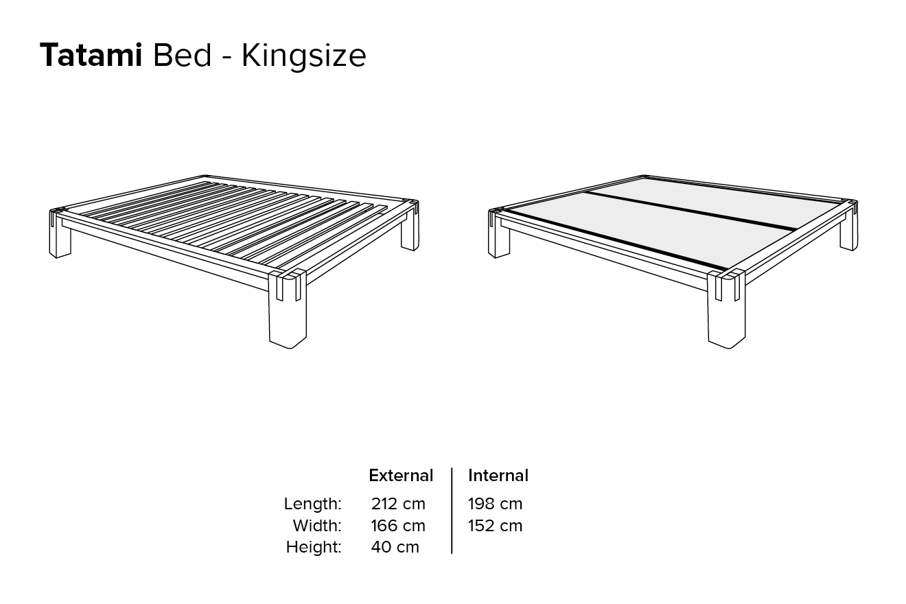 Kingsize Japanese Style Oak Tatami Bed, Tatami King Bed
