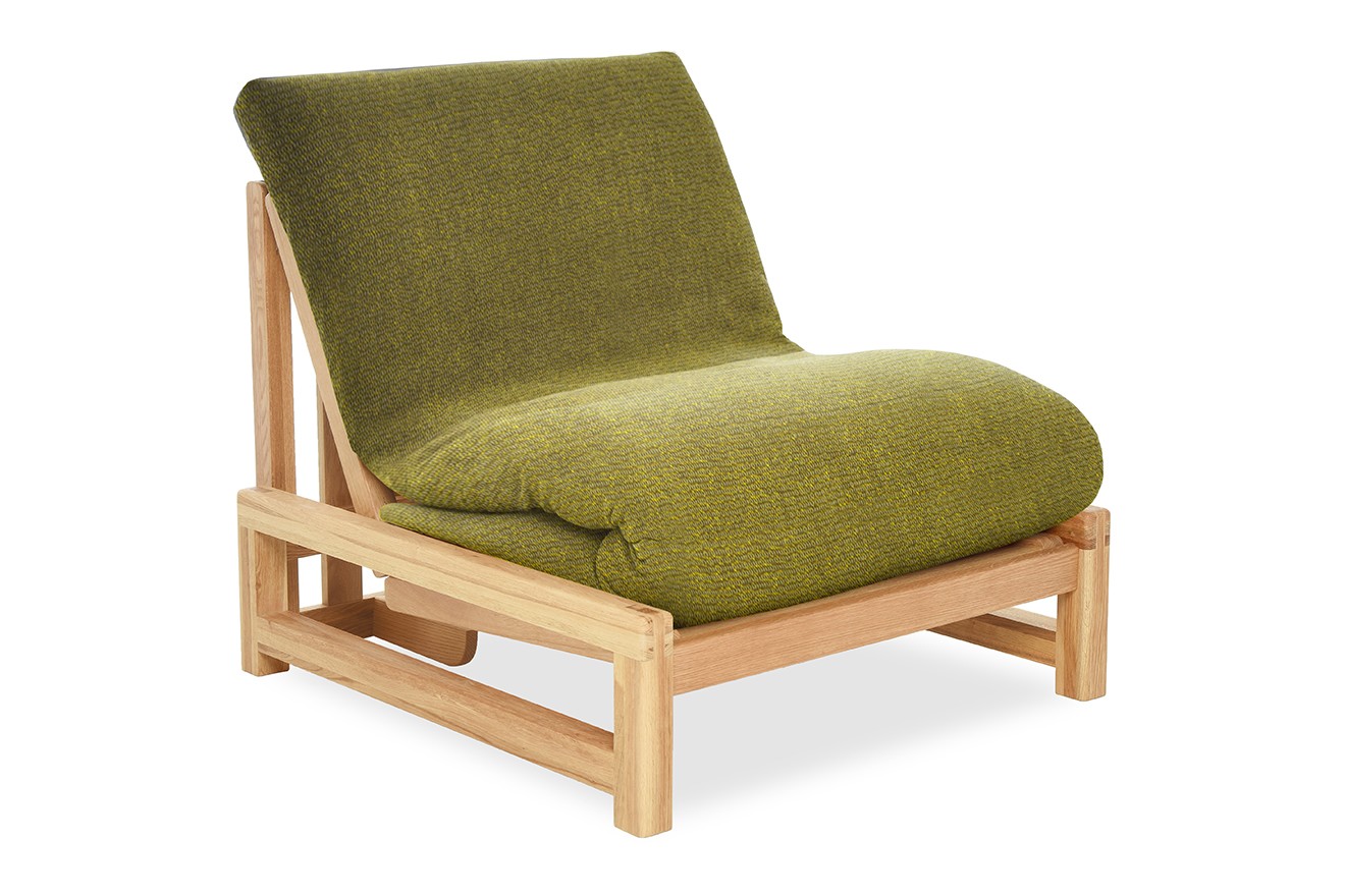 linear single seater solid oak sofa bed