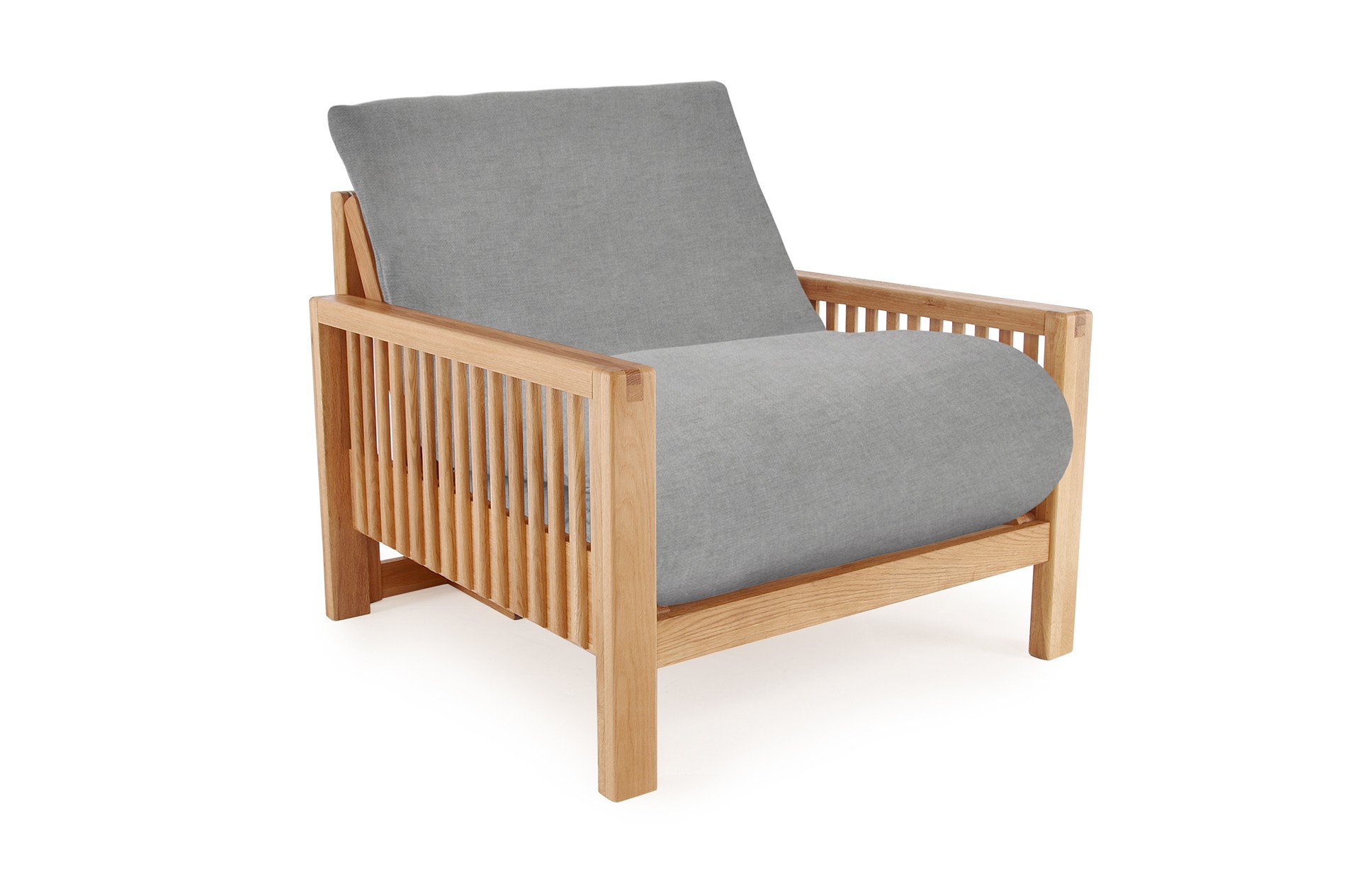Oak Rondo Seat Sofa Bed Cosy Weave Oyster Grey