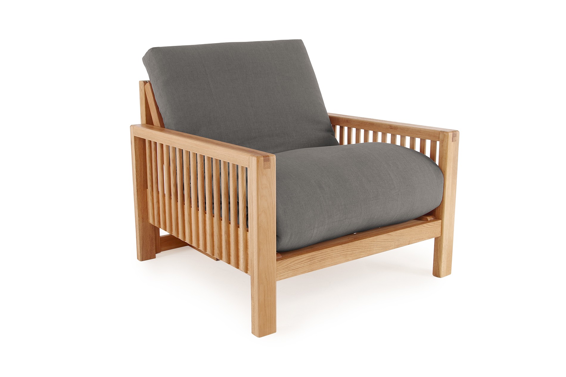 Oak Rondo Seat Sofa Bed Handloom Charcoal