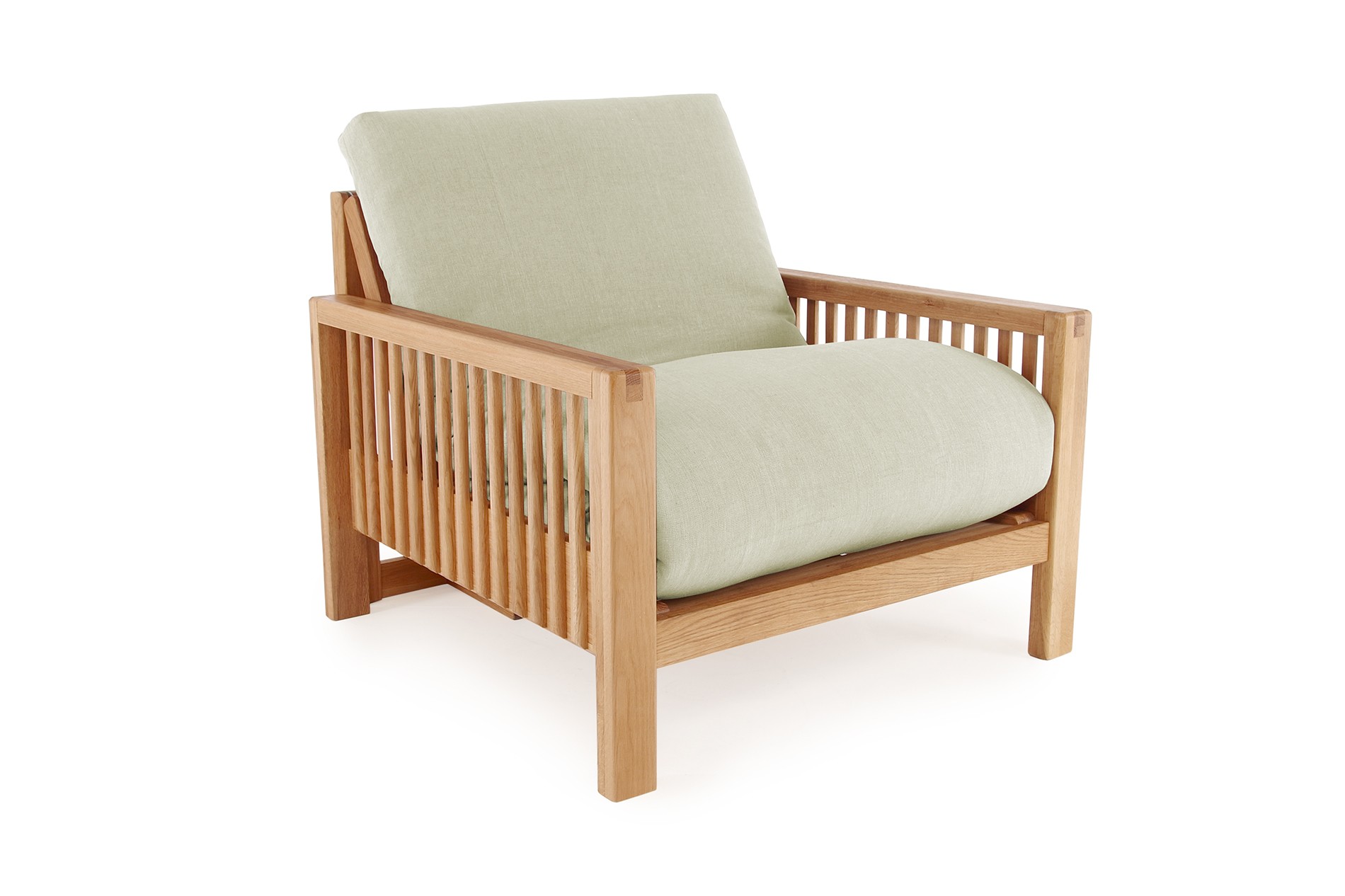 Oak Rondo Seat Sofa Bed Handloom Natural Cotton