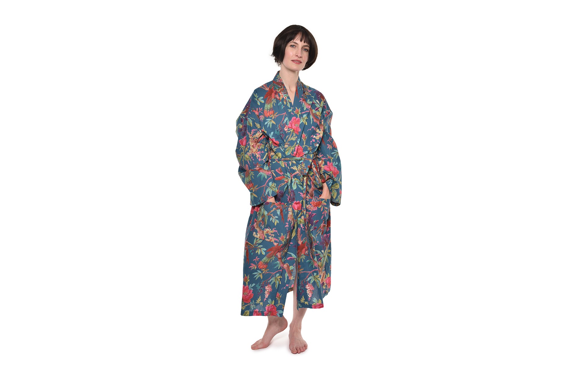 Cotton Printed Paradise Robe (Oslo Blue) Futon Company