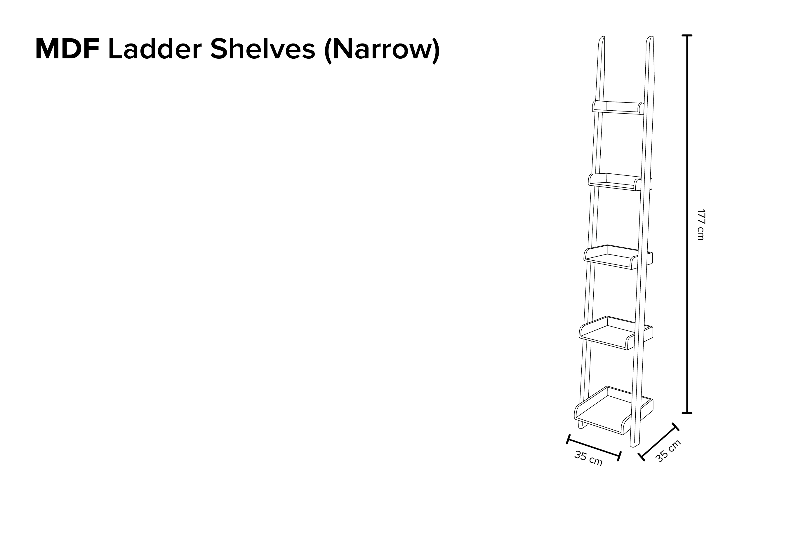Narrow MDF Leaning Ladder Shelves Futon Company