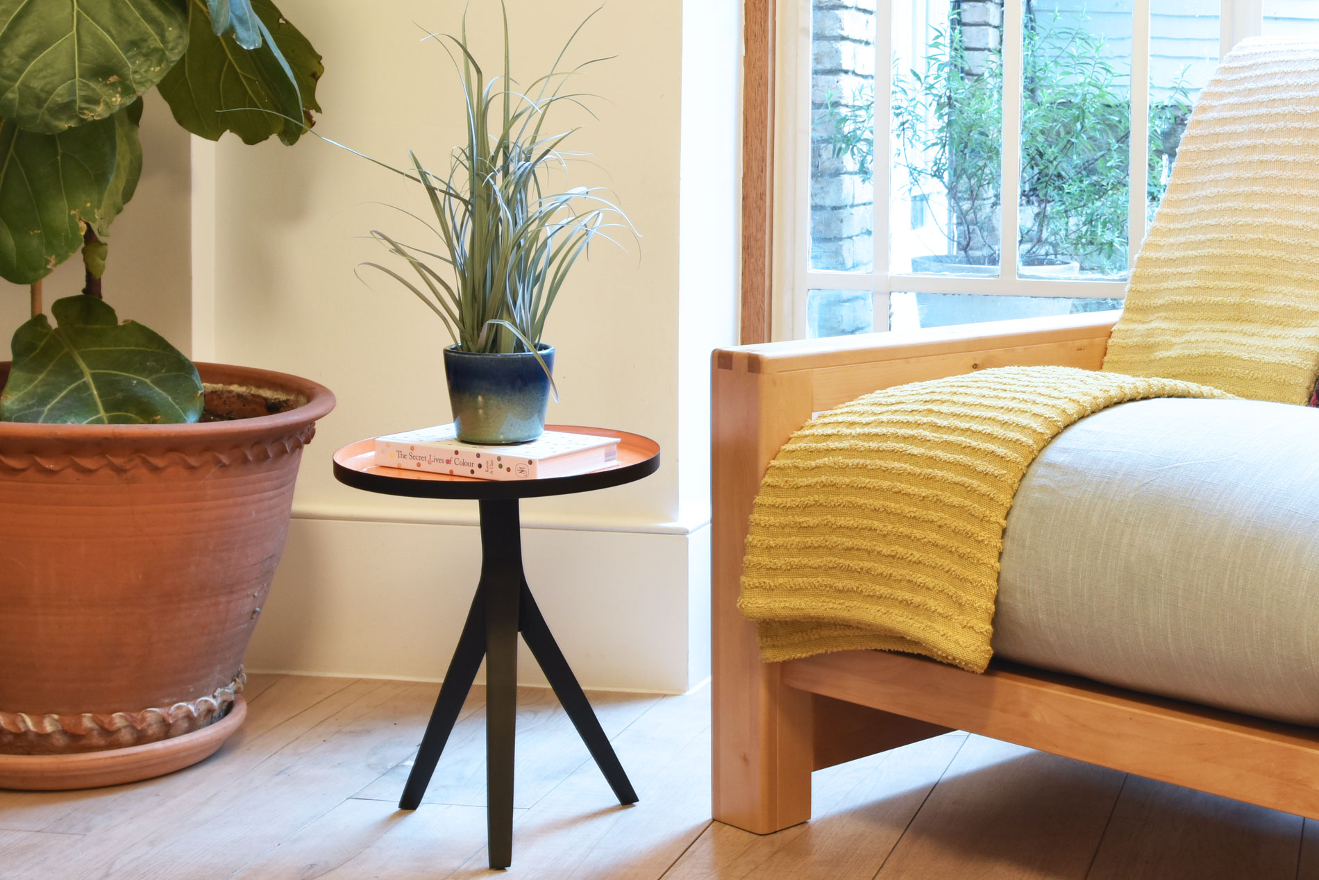 Libby circular enamel metal side table Futon Company