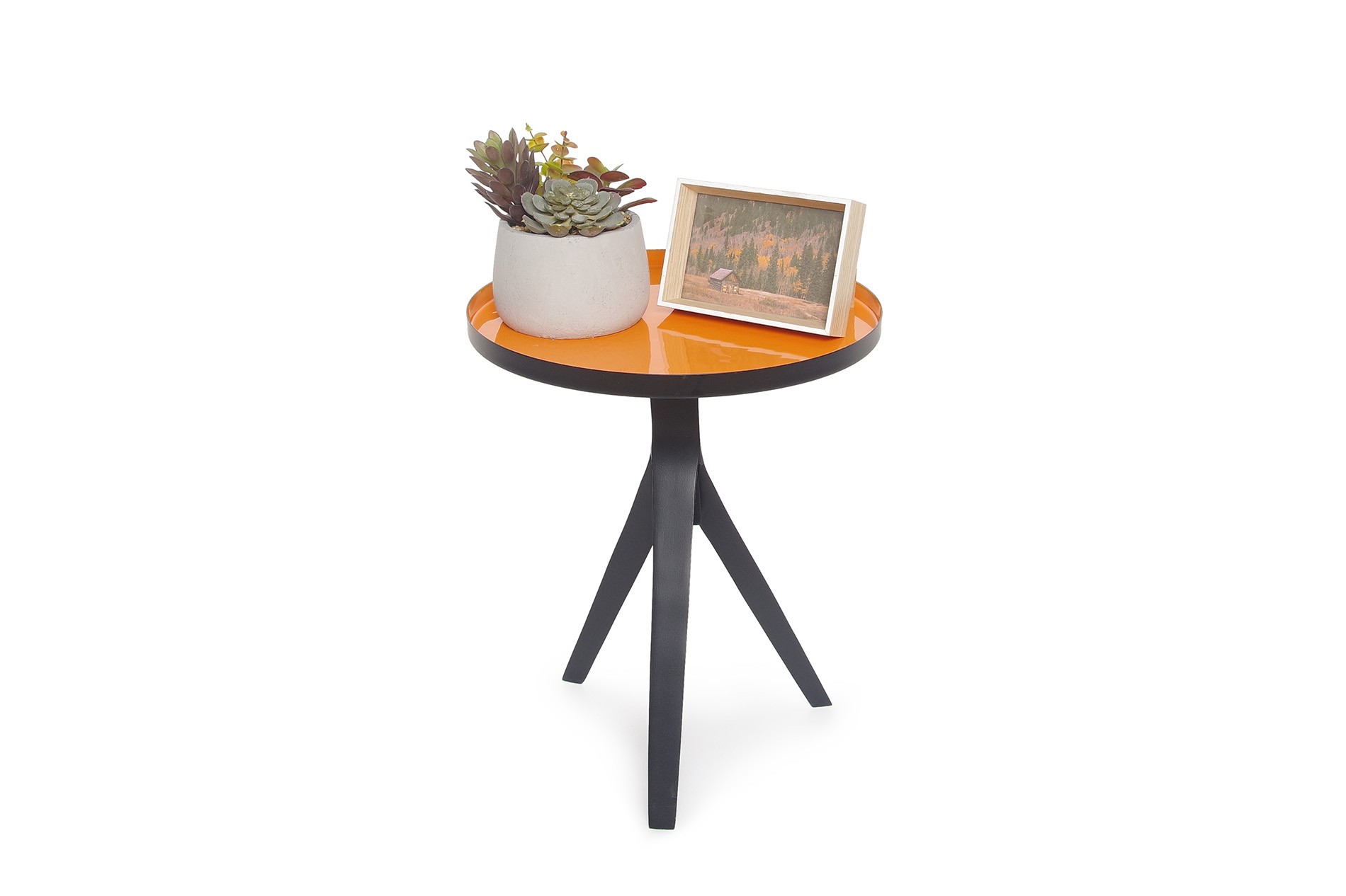 Libby circular enamel metal side table Futon Company