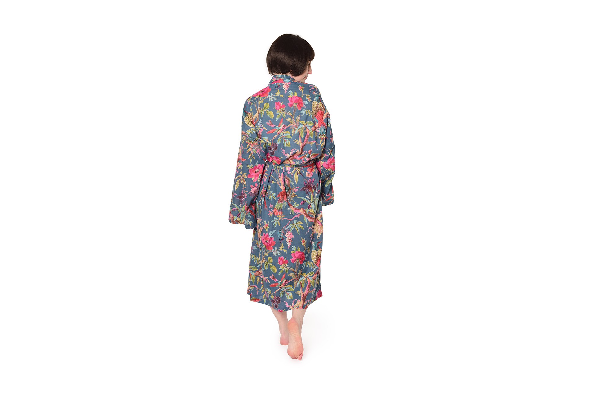 Cotton Printed Paradise Robe (Nordic Blue) Futon Company