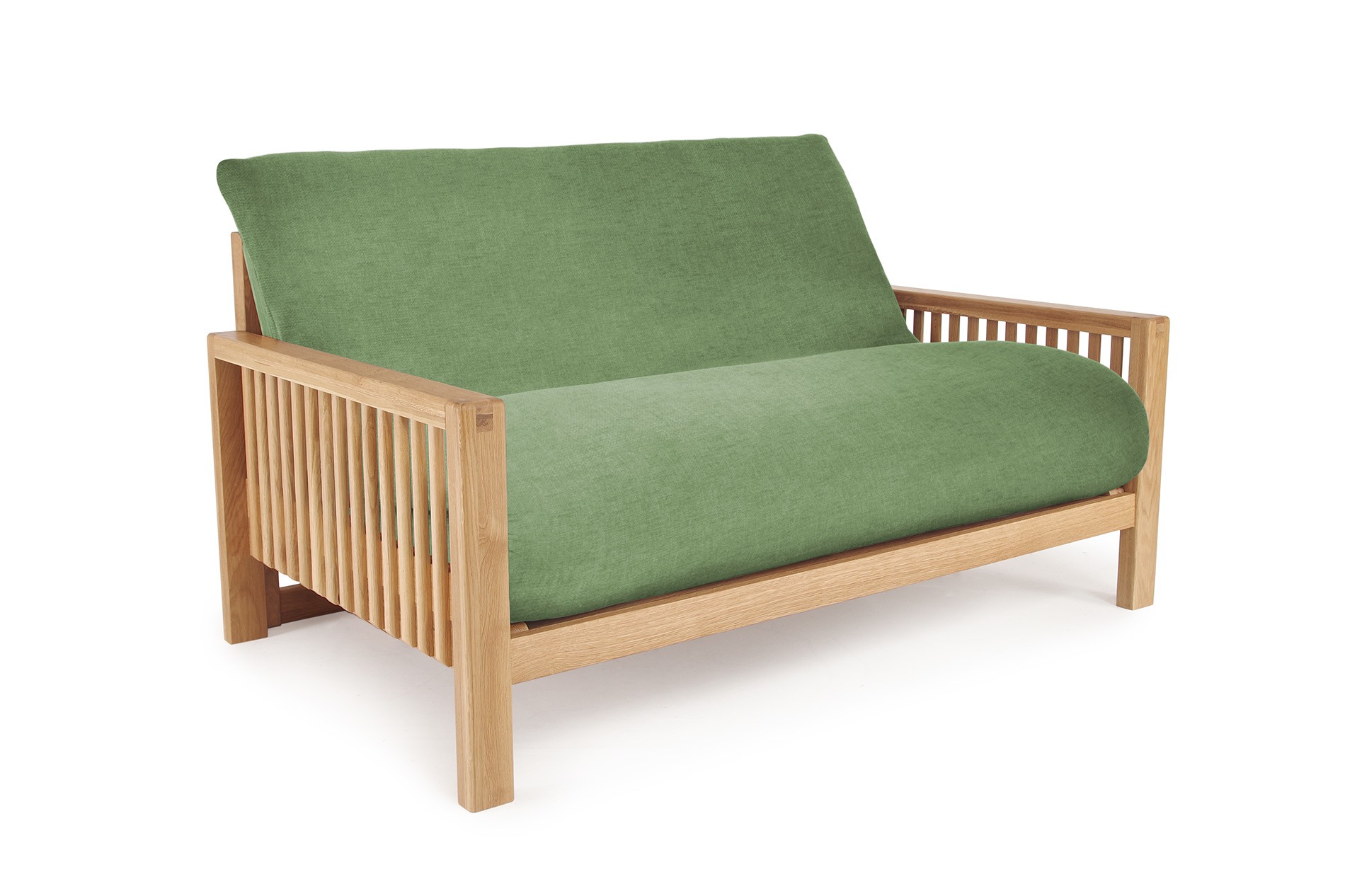 Oak Rondo Seat Sofa Bed Cosy Weave Olive Green