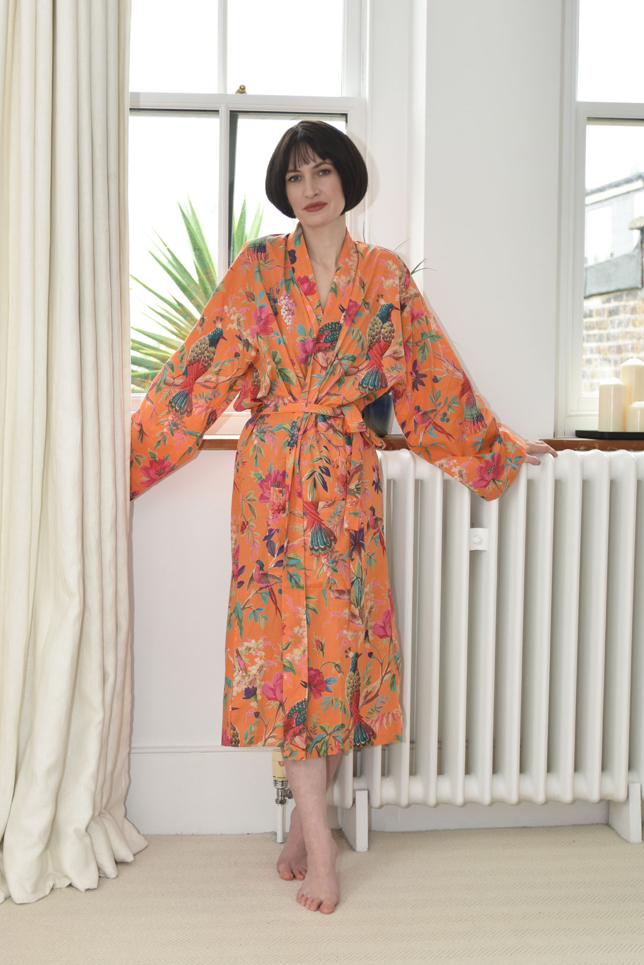 Cotton Printed Paradise Robe (Mandarin) Futon Company