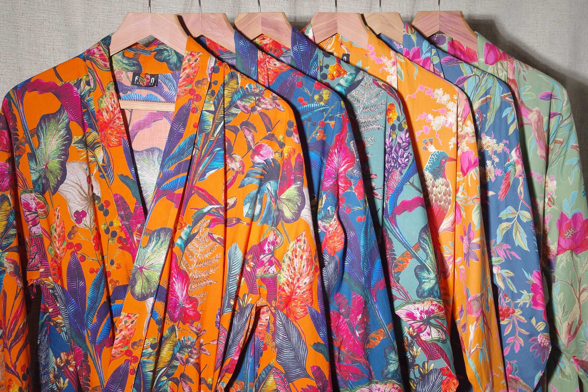 Cotton Printed Paradise Robe (Nordic Blue) Futon Company