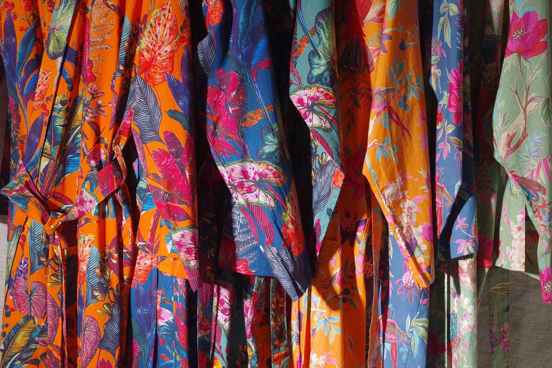 Cotton Printed Paradise Robe (Nordic Blue) Futon Company