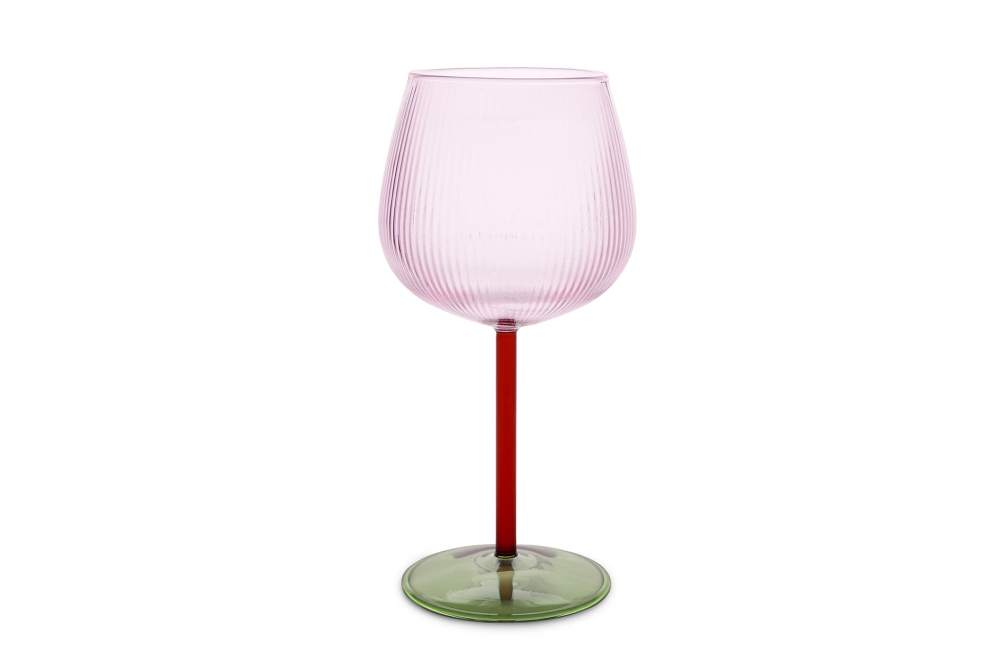 FC Rapallo Wine Glass Pink Amber Olive Green