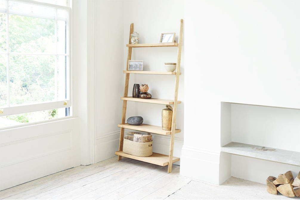 Oak Rounded Wide Ladder Shelf