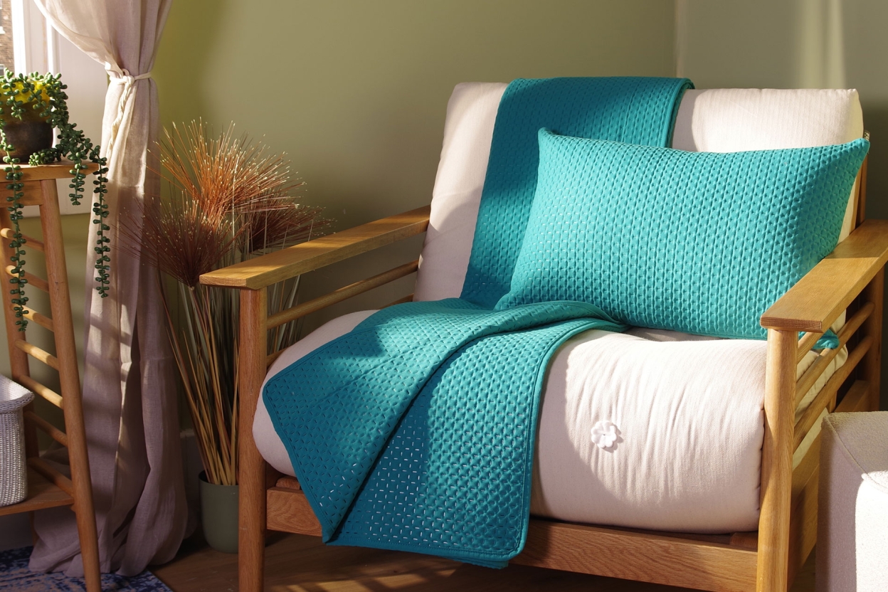 FC Dimple Quilted Bedspread Teal LS