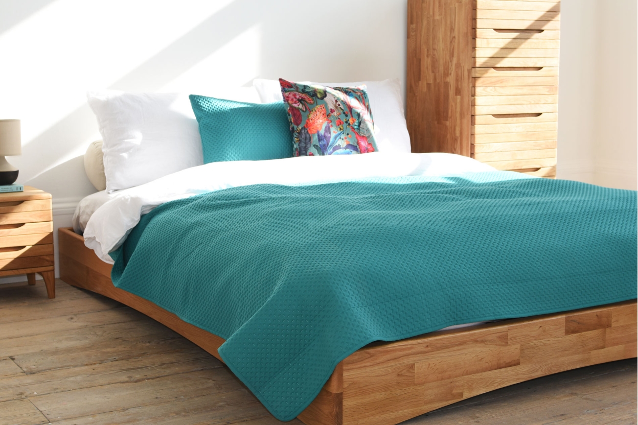 FC Dimple Quilted Bedspread Teal LS Ycw U