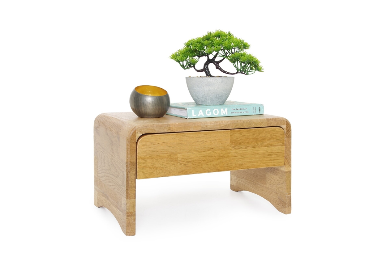 FC Oak Curve Bedside Table