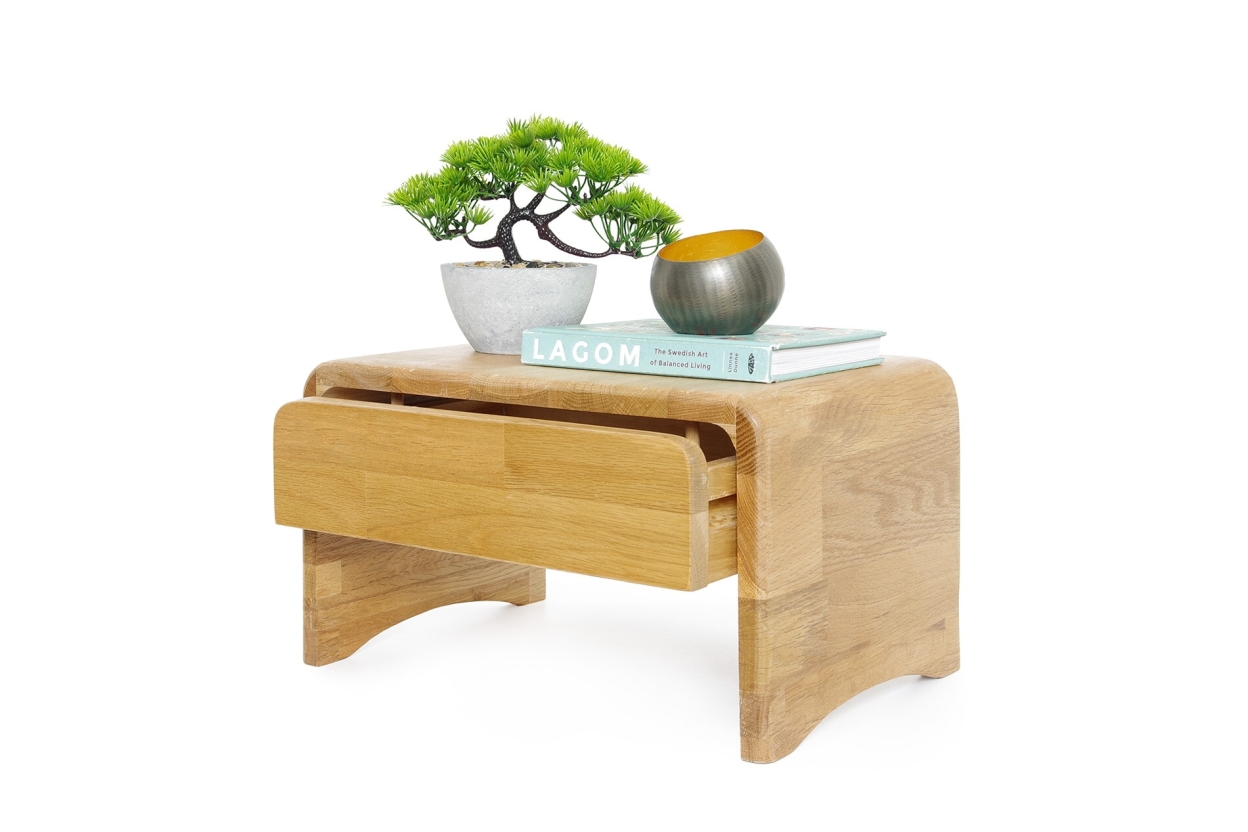 FC Oak Curve Bedside Table