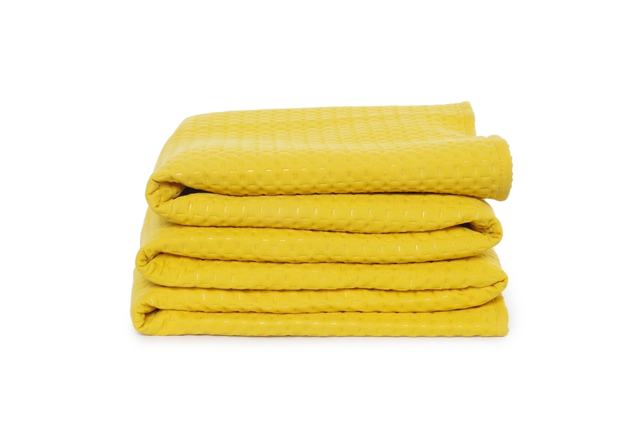 FC Quilted Dimple Squares Bedspread Mimosa Yellow