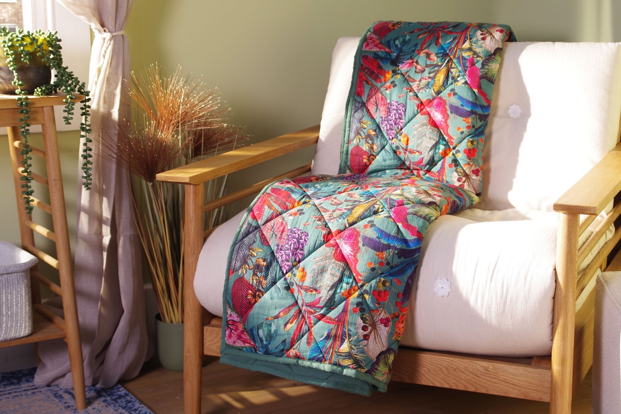 FC Tropical Bedspread Teal LS Qny Kw