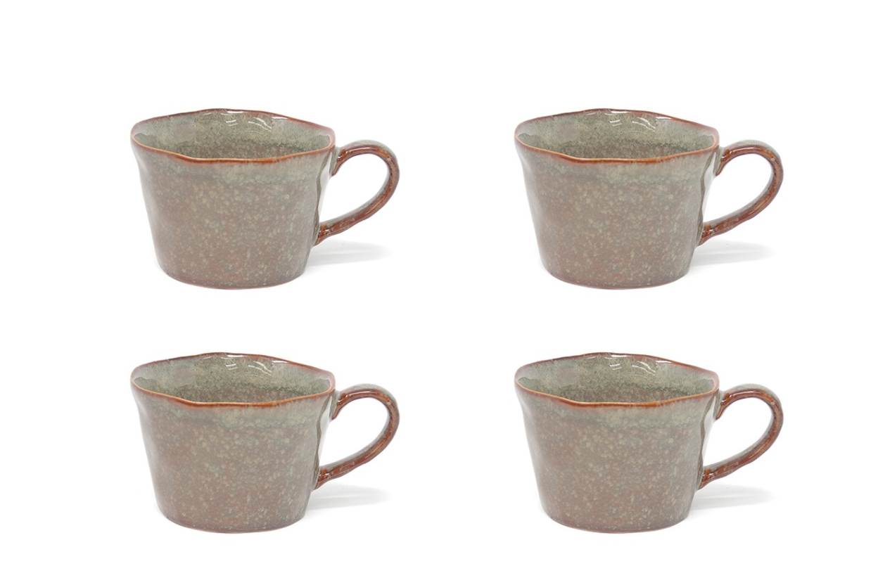 Reactive Glaze Tea Cup Sage Set Of