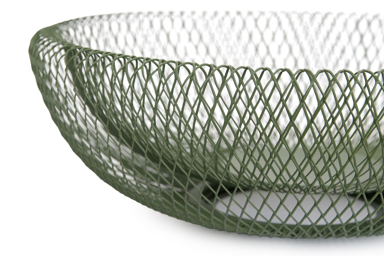 Hikui Shallow Metal Fruit Bowl (Olive Green)