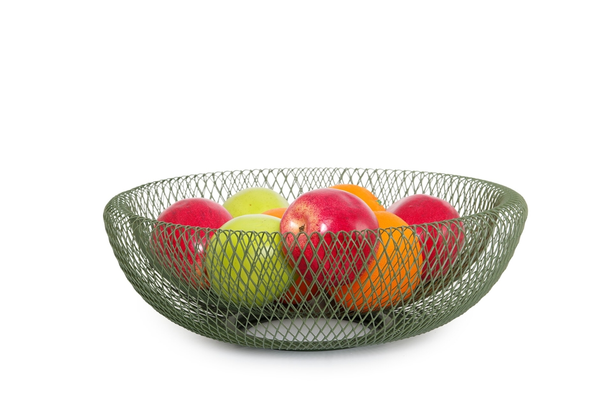 Hikui Shallow Metal Fruit Bowl (Olive Green)Hikui Shallow Metal Fruit Bowl (Olive Green)