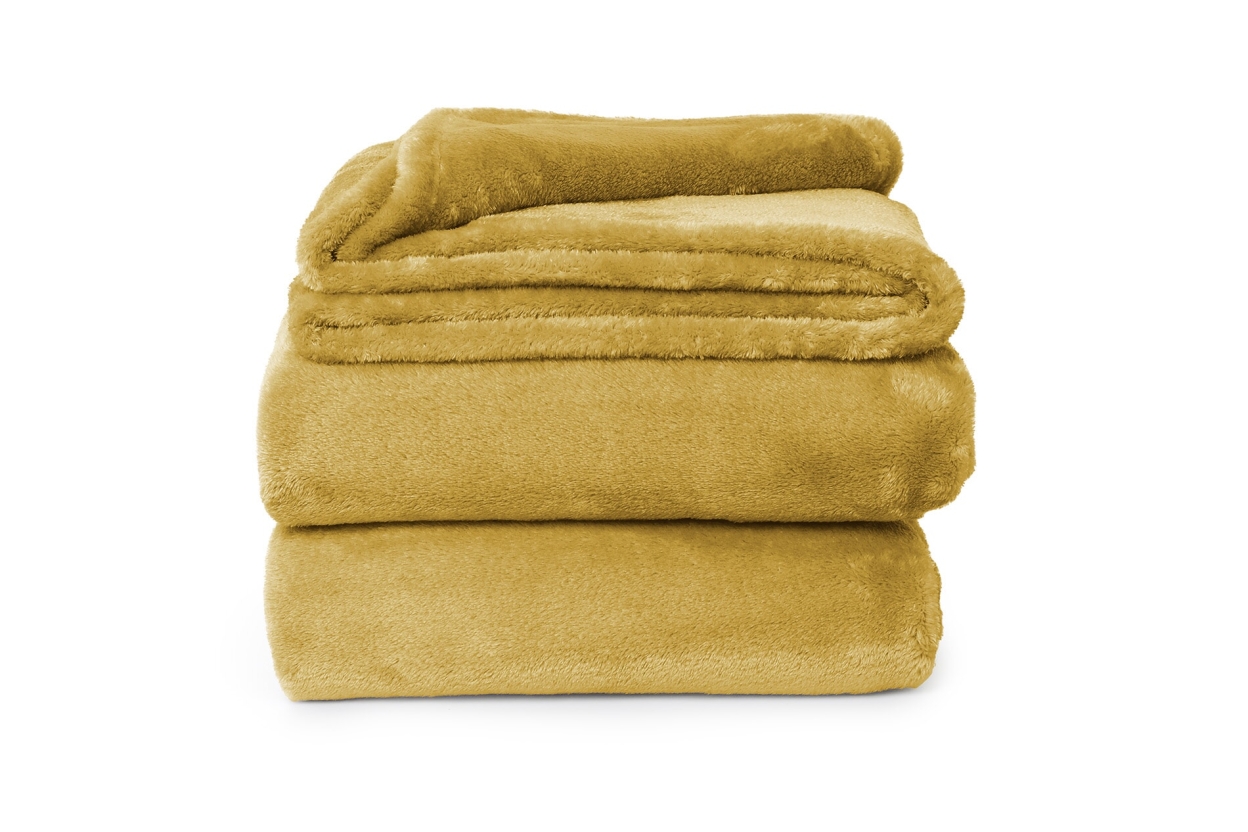 FC Deep Fleece Bedspread Dune Yellow