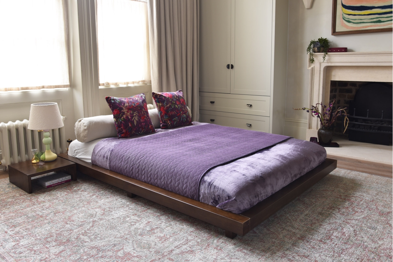FC Platform Dark Rubberwood Double Bed AS LS Sle Me