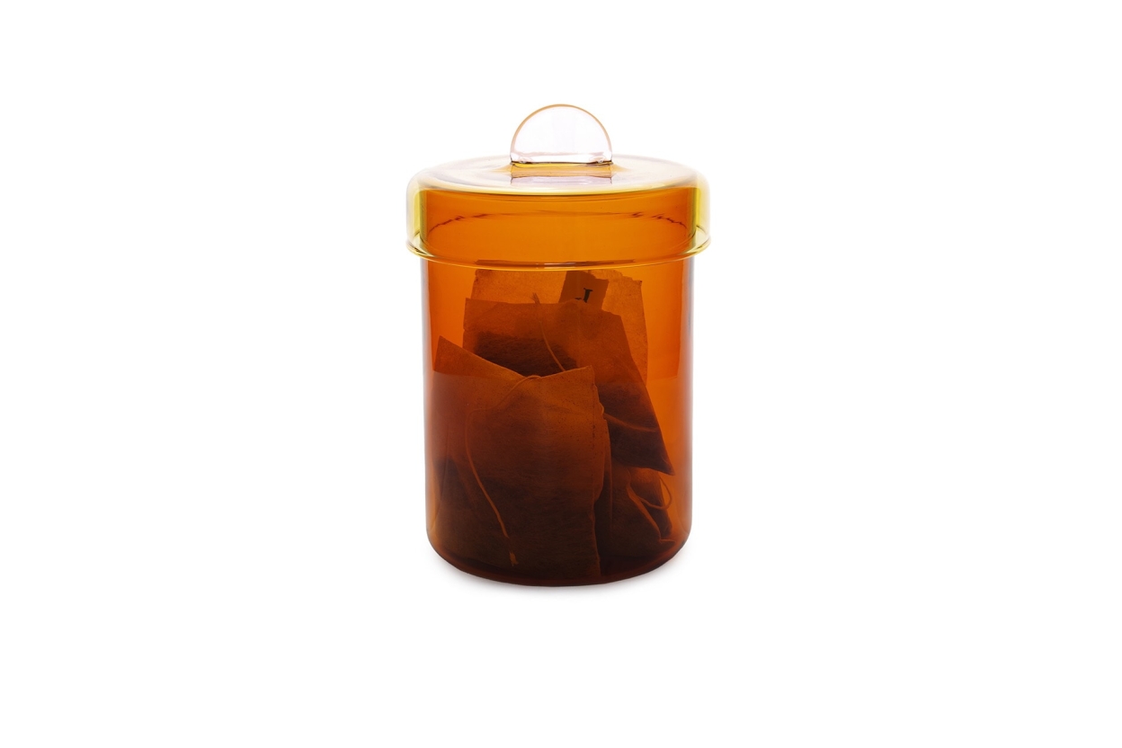 FC Poppett Tall Glass Pot Amber
