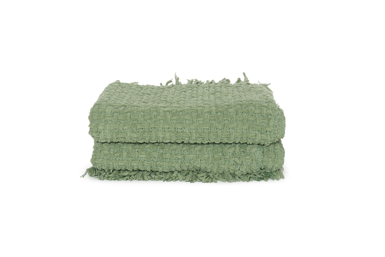 FC Basket Weave Throw Aspen Green