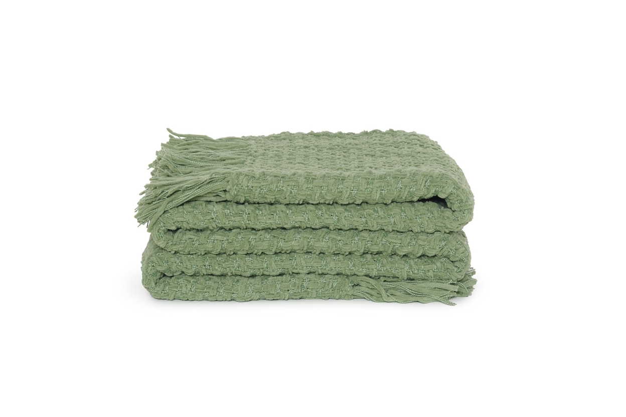 FC Basket Weave Throw Aspen Green