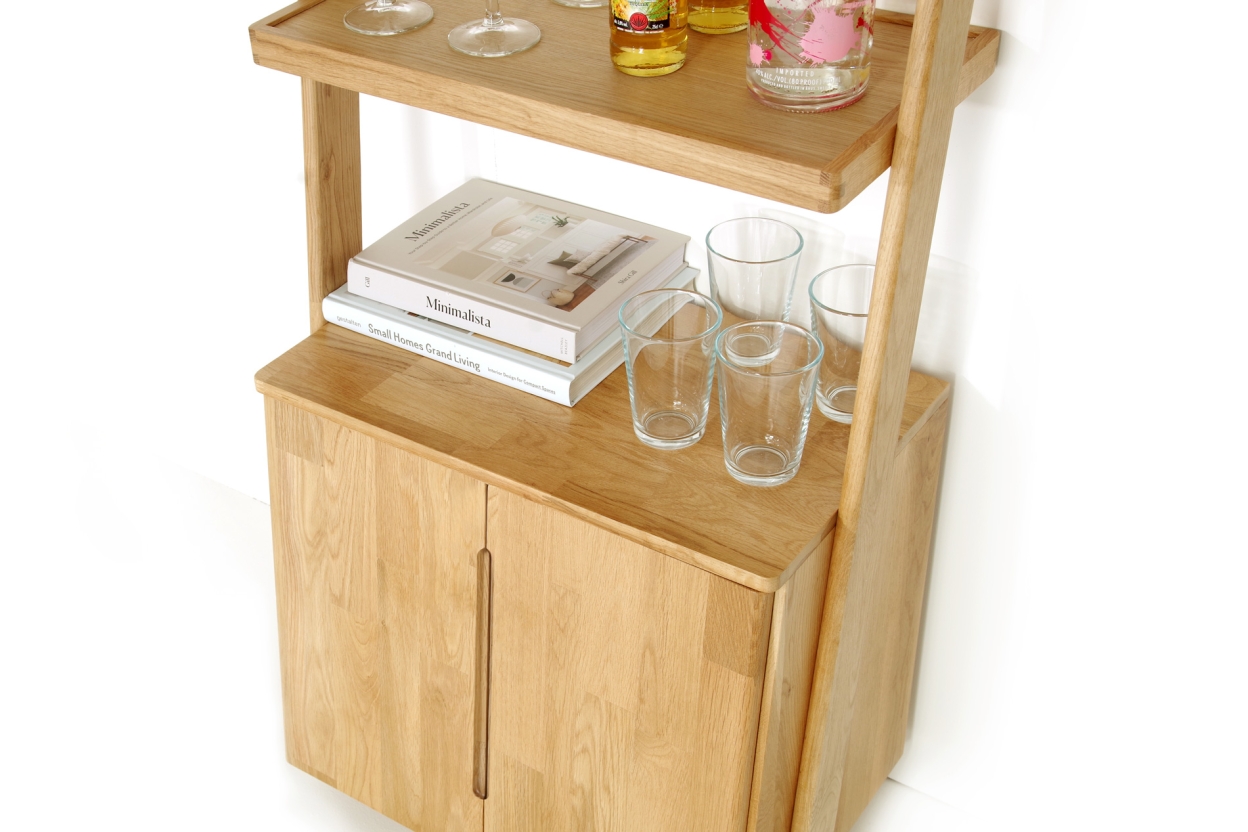 FC Oak Leaning Drinks Cabinet