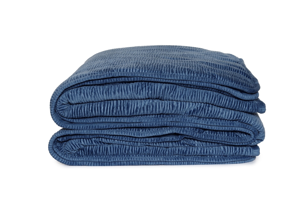 FC Crinkle Velvet Bedspread Legion Blue