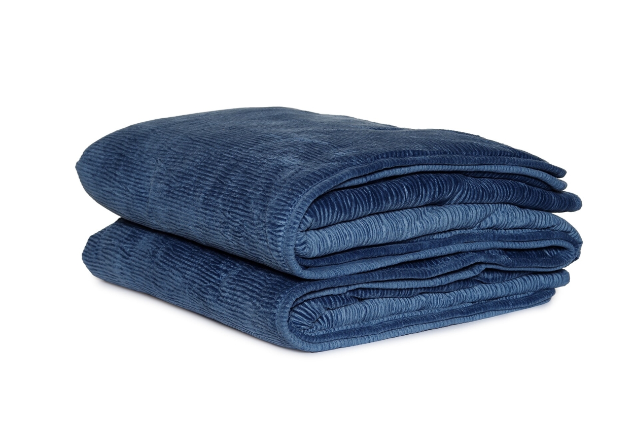 FC Crinkle Velvet Bedspread Legion Blue
