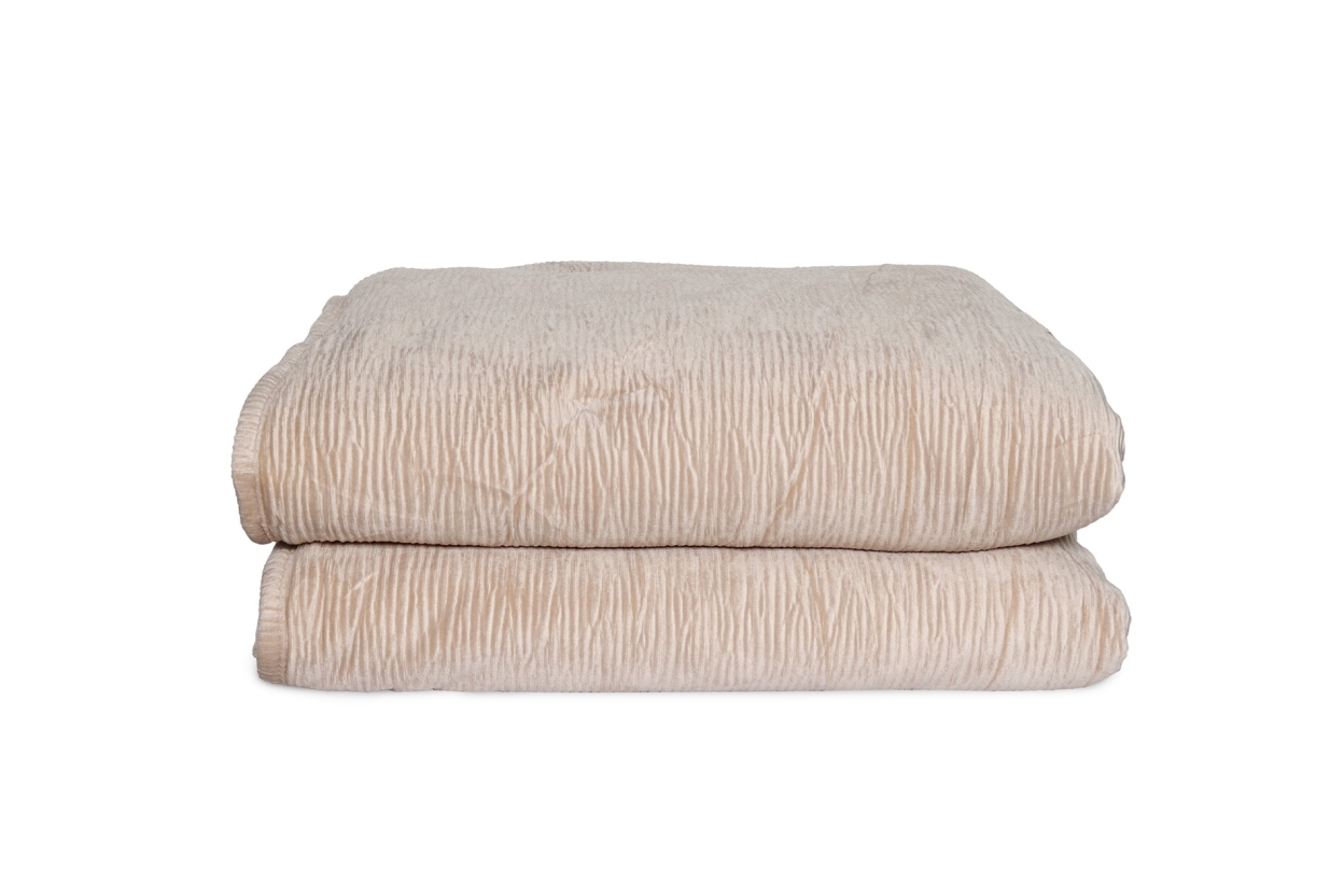 FC Crinkle Velvet Bedspread Natural