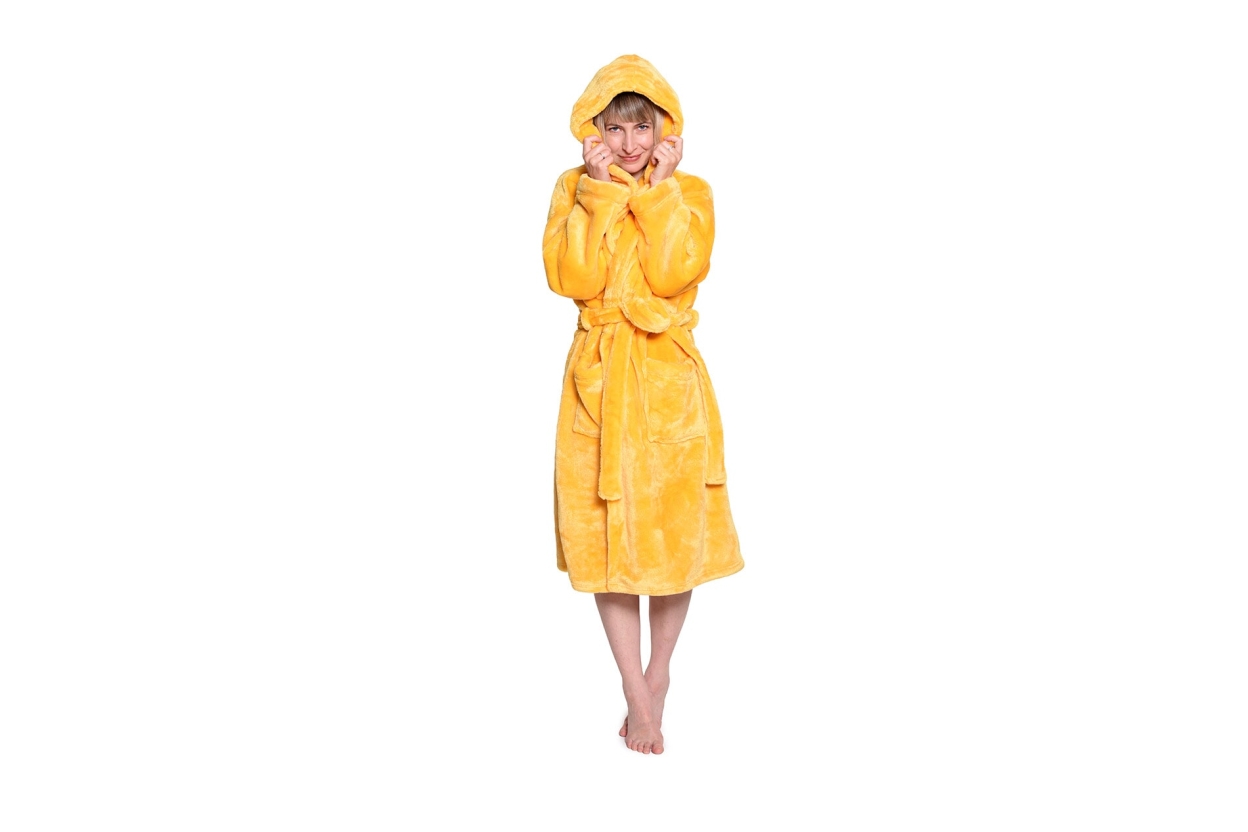 FC Deep Fleece Robe Mimosa Yellow