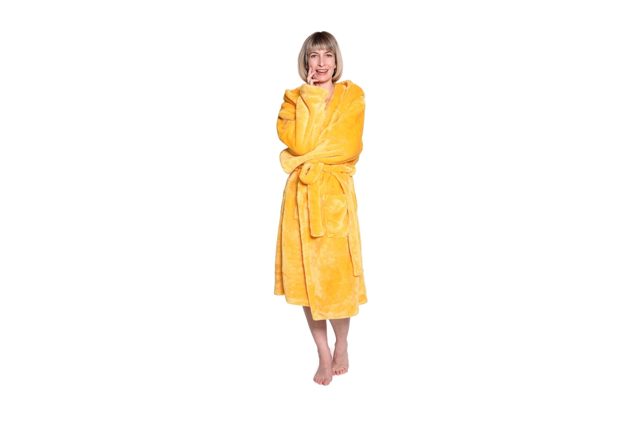 FC Deep Fleece Robe Mimosa Yellow