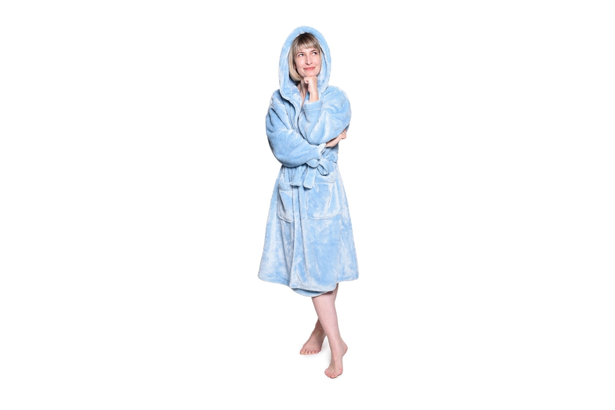 FC Deep Fleece Robe Soft Blue