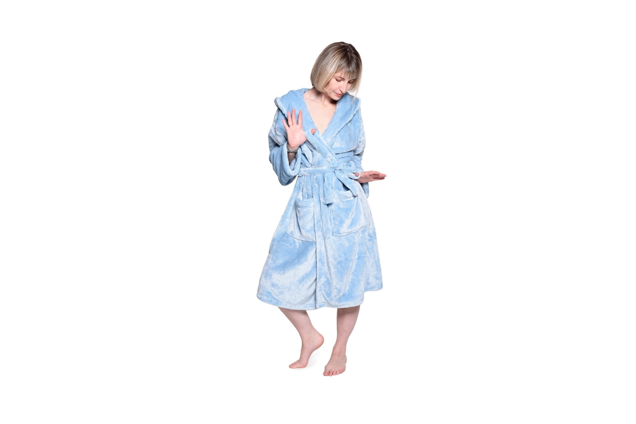 FC Deep Fleece Robe Soft Blue