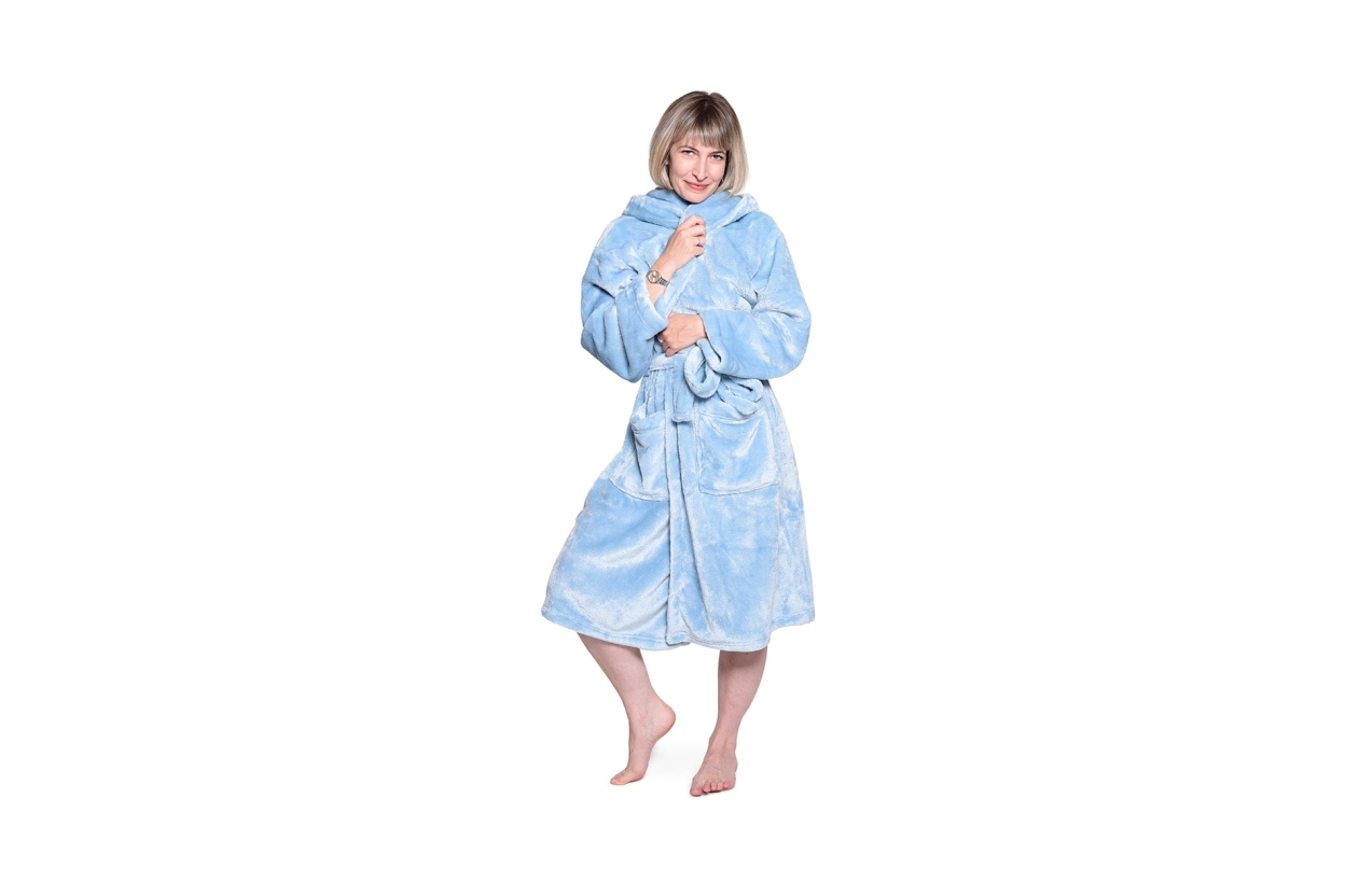 FC Deep Fleece Robe Soft Blue